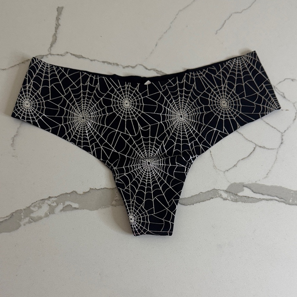 Victoria's Secret’s Pink Black Web-Print Thong Panties S/P